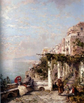 フランツ・リヒャルト・ウンターバーガー Painting - Die Amalfi Kuste アマルフィ海岸の風景 フランツ・リヒャルト・ウンターベルガー
